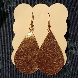 Faux leather gold earrings